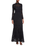 Long-Sleeve Rib-Stitch Maxi Dress