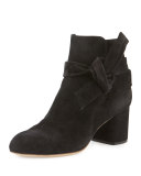 Dalia Suede Ankle-Tie Bootie, Black