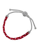 Classic Chain Silver-Knot Pink Cord Bracelet
