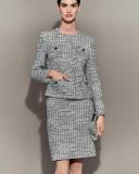 Tweed Jacket w/ Pencil Skirt, Multicolor
