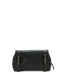Intrecciato Small Chain Crossbody Bag, Black