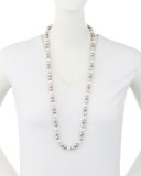 Multihued Simulated Pearl Necklace, White/Gray, 34"
