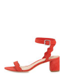 Emi Wavy Suede Ankle-Wrap Sandal