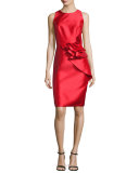 Sleeveless Ruffle-Trim Satin Cocktail Dress, Royal