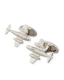 Meteor Rhodium-Plated Silver Cuff Links