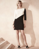 Long-Sleeve Ponte Colorblock Dress, Petite 