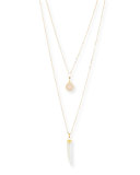 Emona Double-Chain Horn Pendant Necklace, Natural