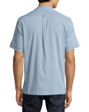 Short-Sleeve Chambray Shirt, Light Blue