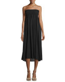 Randy Embroidered Strapless Sundress, Black