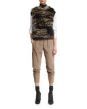 Suede Drawstring Jogger Pants, Grain