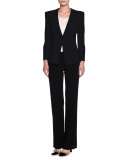 Straight-Leg Wool Pants, Black