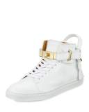 100mm Golden-Padlock Sneakers, White