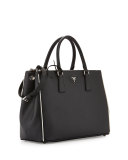 Saffiano Lux Tote Bag, Black/White (Nero/Talco)