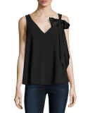 Poetic Sleeveless Fluid Crepe Blouse, Black