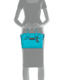 Swagger 27 Leather Satchel Bag, Turquoise