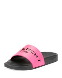 Logo Leather Slide Sandal, Pink/Black