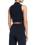 Sleeveless Crepe Cutout Jumpsuit, Midnight