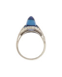 Estate Art Deco Blue Sapphire Ceylon Cabochon Ring, Size 4.5