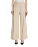 Brad Wide-Leg Crepe Pants, Oyster