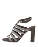 Monili Caged High-Heel Sandal, Onyx
