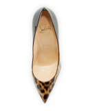 Pigalle Follies Degrade 100mm Red Sole Pump, Leopard/Black