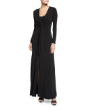 Salina Tie-Front Long-Sleeve Maxi Dress