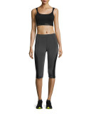 Colorblocked Mid-Rise Capri Leggings/Gray/Black