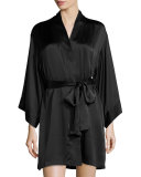 Key Silk Wrap Robe, Black