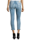 Liv Low-Rise Distressed Ankle Jeans, Sea Glass