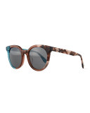 Limited-Edition Colorblock Sunglasses, Light Blue/Havana