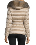 Tatie Hooded Fur-Trim Puffer Jacket