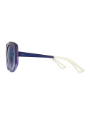 Ombre Plastic Round Sunglasses, Purple/Blue