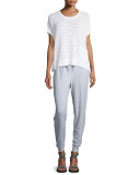Short-Sleeve Boucle Striped Box Top