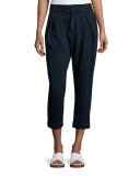 Rhom Pleated-Front Cropped Pants, Indigo Knit Four