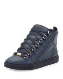 Arena Leather High-Top Sneaker, Navy