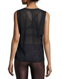 Cutaway Mesh Tank Top, Black