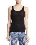 Sleeveless Tulle Shell, Black  