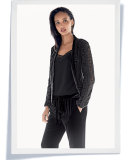 Pippa Velvet & Crocheted Combo Jacket, Black