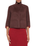 Reversible Mink-Cuff Short Jacket, Miracle Berry/Mangosteen