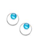 925 Wonderland Circle Frame Post Earrings, Bright Blue