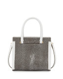 Capri Stingray & Vitello Bag, Silver/White