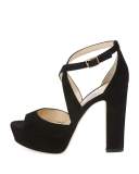 April Suede Crisscross 120mm Sandal, Black