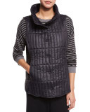 Quilted Stand-Collar Vest, Black