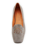 Erica Perforated Suede Loafer, Concrete