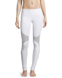 Coast Mesh-Panel Sport Leggings, White