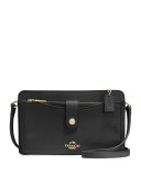 Pop-Up Leather Messenger Bag, Black