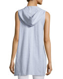 Zip-Front Hooded Jersey Vest, Dark Pearl 