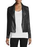 Feather Leather Scuba Jacket, Black