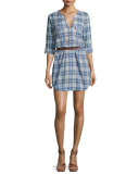 Rathana C Plaid Belted Shirtdress, Blue