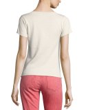 Pointelle Lace-Up Tee, Off White